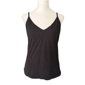 WHBM Womens Large Cami Vneck Tank Top Spaghetti Strap Black Solid Forme